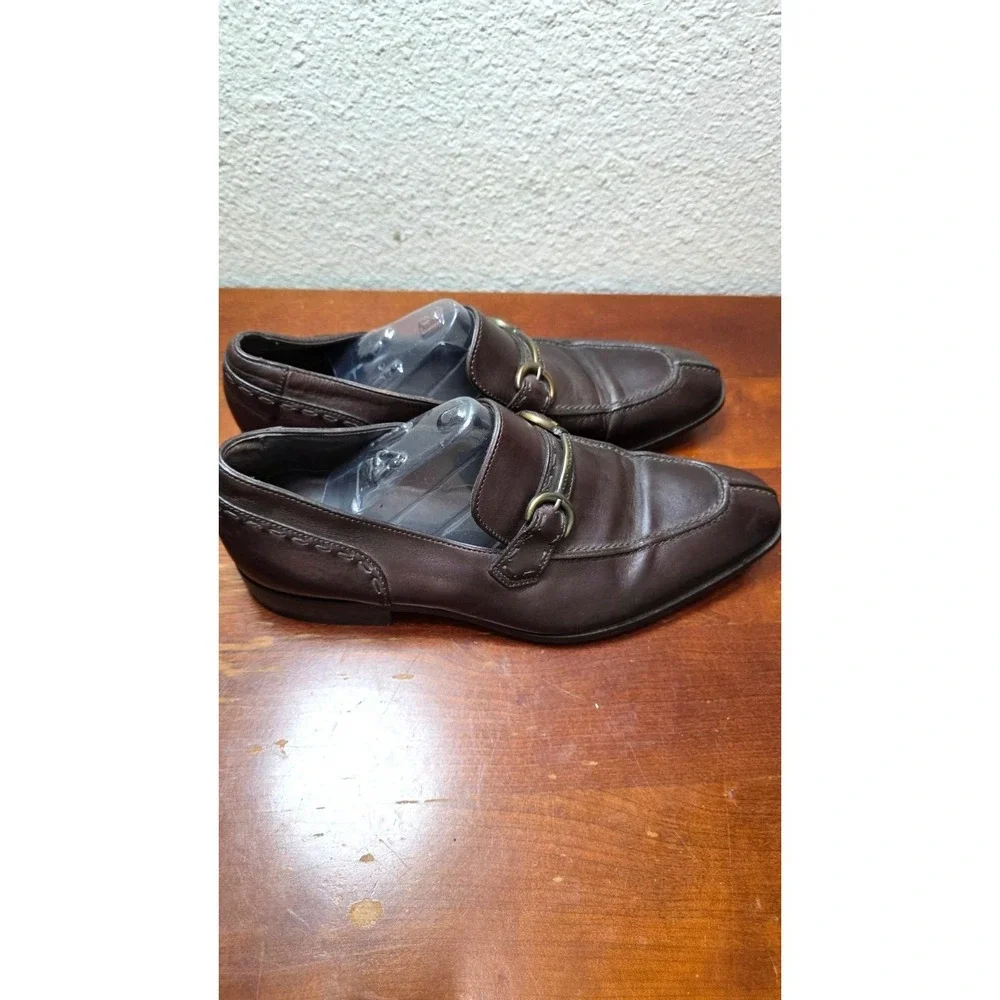 Hugo Boss Men's Dressing Brown Leather Horse bit Loafers Shoes Size 6 Made Italy